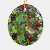 Robin avec saint et lierre - décoration de noël (Gauche)