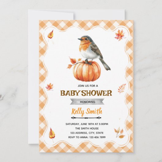 Robin Baby Shower Invitation (Devant)