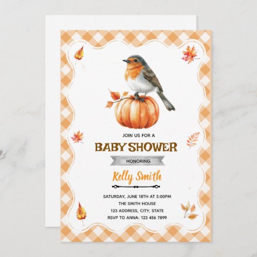 Robin Baby Shower Invitation (Devant / Derrière)
