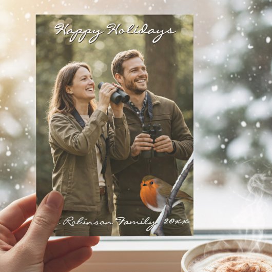 Robin Bird Carte photo de Noël