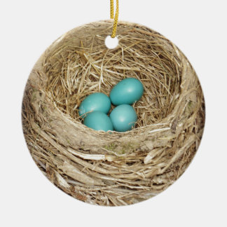 Robin Bird Egg Nest Keramisch Ornament