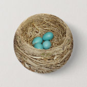 Robin Bird Egg Nest Ronde Button 5,7 Cm (Voorkant)