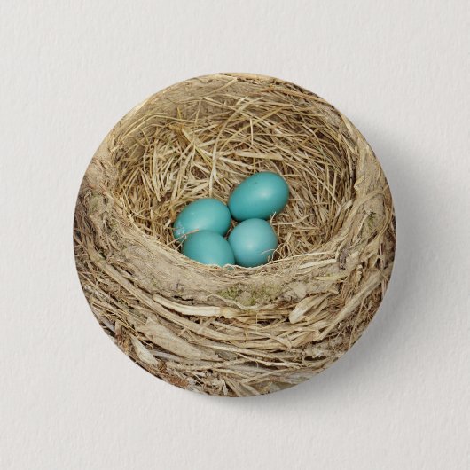 Robin Bird Egg Nest Ronde Button 5,7 Cm (Voorkant)