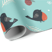 Robin Bird en Pinecone Winterpatroon Cadeaupapier (Rol Hoek)