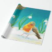 Robin Bird (Erithacus rubecula) Cadeaupapier (Uitgerold)