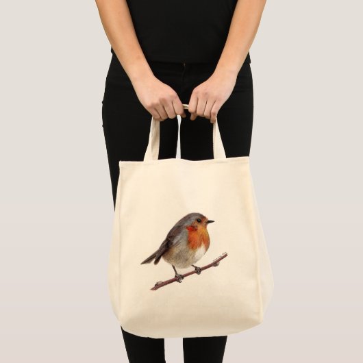 Robin Bird (Erithacus rubecula) Canvas tas (Voorkant (product))