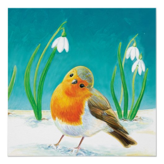 Robin Bird - Erithacus rubecula Perfect Poster (Voorkant)