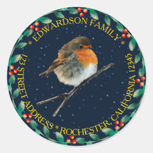Robin bird Familienaam kerstman terugkeeradres Ronde Sticker