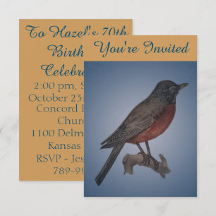 Robin Bird Illustration Anniversaire Invitations