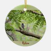 Robin Bird in Tree Keramisch Ornament (Voorkant)