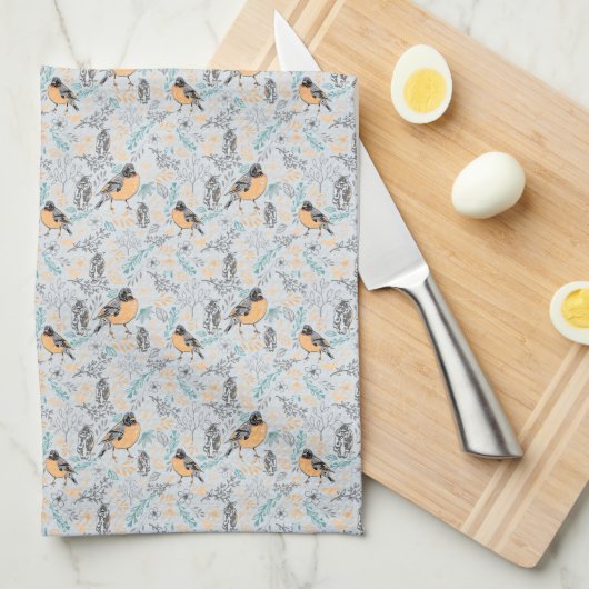Robin Bird Mama Baby Summer Flowers Theedoek (Quarter Fold)