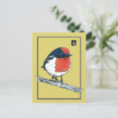 Robin Bird met rode lampjes Briefkaart (Staand voorkant)