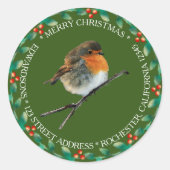Robin bird name Merry Kerstry Ronde Sticker (Voorkant)