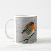 Robin bird red borst op hout monogrammen koffiemok (Links)
