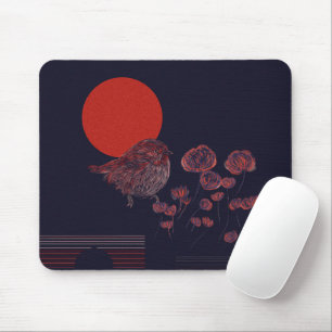 Robin Bird Red Sun Illustratie Muismat