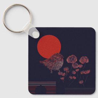 Robin Bird Rode Zon Illustratie Sleutelhanger