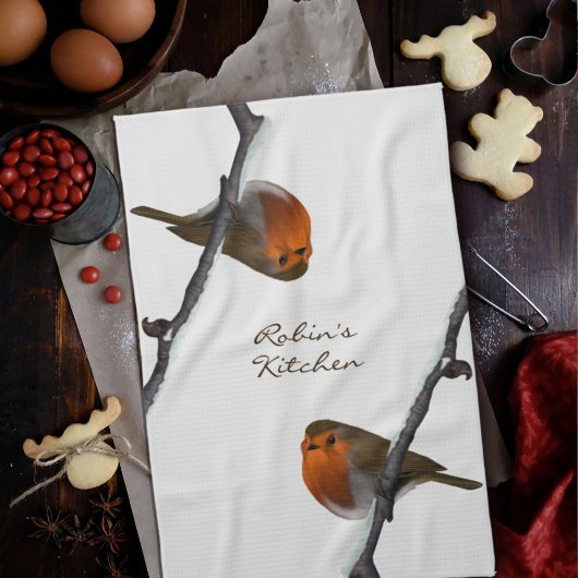 Robin Bird sur Branche Serviette de cuisine person