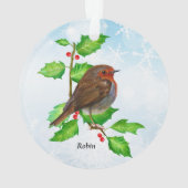 Robin Bird sur la peinture à l'aquarelle Holly (dos)