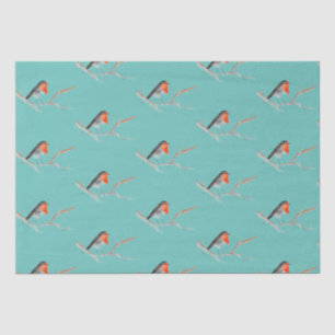 Robin Bird Woodland Branches Winter waterverf Tissuepapier