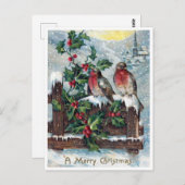  Robin Birds en Holly Merry Kerstmis Briefkaart (Voorkant / Achterkant)