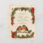  Robin Birds Kerstkrans Feestdagenkaart (Voorkant / Achterkant)