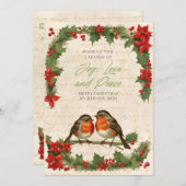  Robin Birds Kerstkrans Vakantie Kaart (Voorkant / Achterkant)