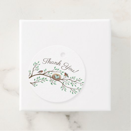 Robin Birds Nest Eggs Spring Baby shower Bedankjes Labels (In situ)