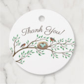 Robin Birds Nest Eggs Spring Baby shower Bedankjes Labels (Voorkant)