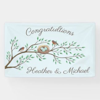 Robin Birds Nest Eggs Spring Baby shower Spandoek
