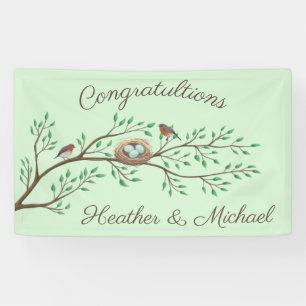 Robin Birds Nest Eggs Spring Baby shower Spandoek