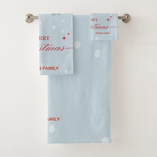 Robin Birds Tree Branchs Merry Christmas Blue Bad Handdoek (Insitu)