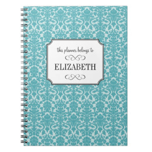 Robin Blue damask aangepast bruiloft planner journ Notitieboek