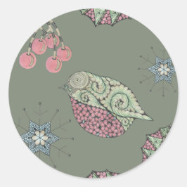 Robin Christmas-labels Ronde Sticker