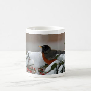 Robin dans la tasse de neige