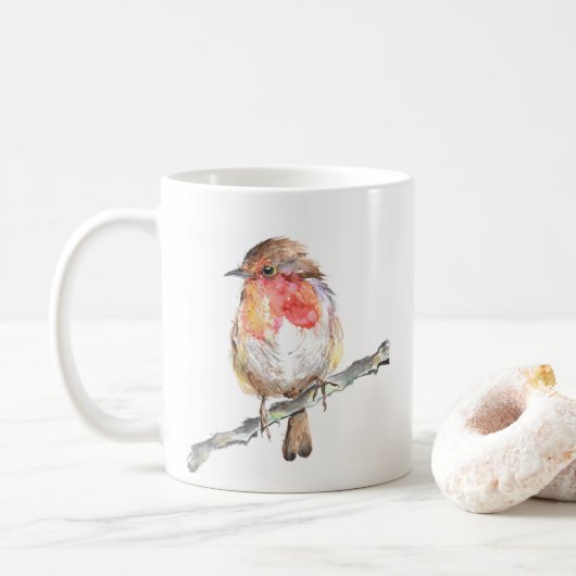 Robin de Noël Art Mug (Avec donut)