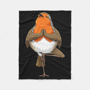 Robin doet yogahouding meditatie grappige vogel fleece deken