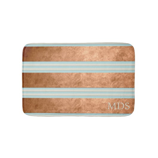 Robin Egg Blue Bold Monogram Striped Bath Mat (Voorkant)