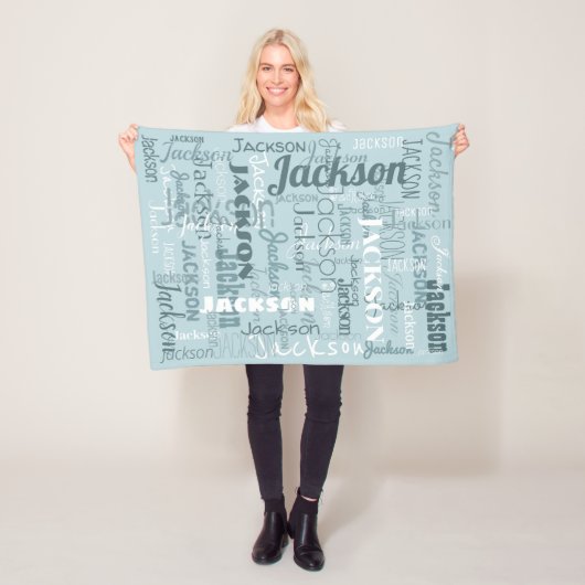 Robin Egg Blue Boy Baby's Names Modern Typografie Fleece Deken (In situ)