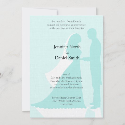 Robin Egg Blue Bride en Groom Wedding Invites Kaart (Voorkant)