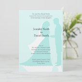 Robin Egg Blue Bride en Groom Wedding Invites Kaart (Staand voorkant)
