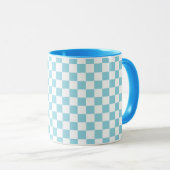 Robin Egg Blue Combo Mok met wit vierkant patroon (Voorkant rechts)