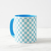 Robin Egg Blue Combo Mok met wit vierkant patroon (Voorkant links)