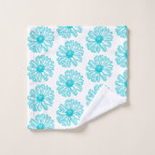 Robin Egg Blue Daisy Print, Hippie Flowers Pattern Bad Handdoek (Wasdoekje)