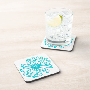 Robin Egg Blue Daisy Print, Hippie Flowers Pattern Bier Onderzetter
