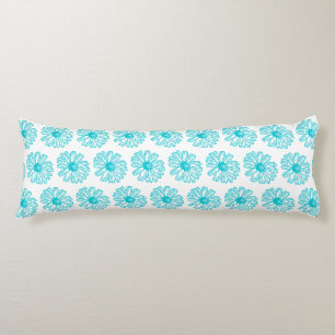 Robin Egg Blue Daisy Print, Hippie Flowers Pattern Lichaamskussen