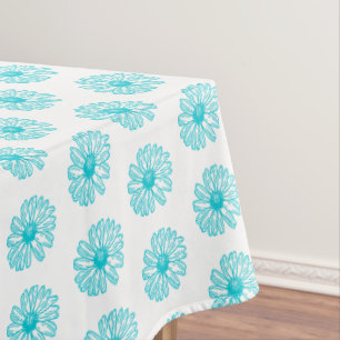 Robin Egg Blue Daisy Print, Hippie Flowers Pattern Tafelkleed