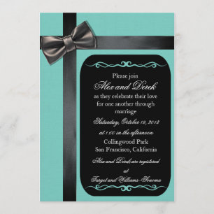 Robin Egg Blue en Black Gay Wedding Invitations Kaart