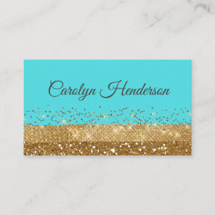Robin Egg Blue en Gold Glittery Visitekaartje