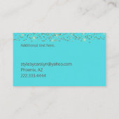 Robin Egg Blue en Gold Glittery Visitekaartje (Achterkant)