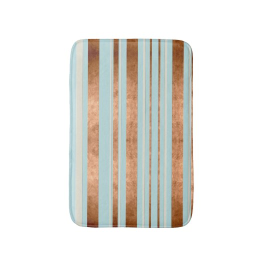 Robin Egg Blue Faux Copper Stripes Modern Bath Mat (Voorkant Verticaal)